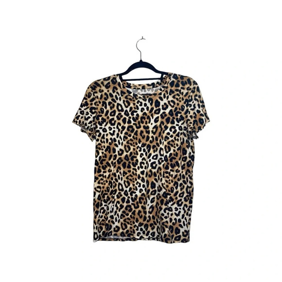 PINK Victoria’s Secret 100% Cotton Brown Cheetah Short Sleeve Tee Medium Women’s - Picture 1 of 10